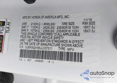 2018 Honda Cr-V Ex z USA, uszkodzony, nr VIN 5J6RW2H55JL037511